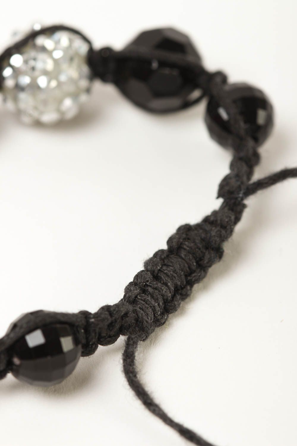 Handmade silver and black beads strand bracelet for teen girls photo 5