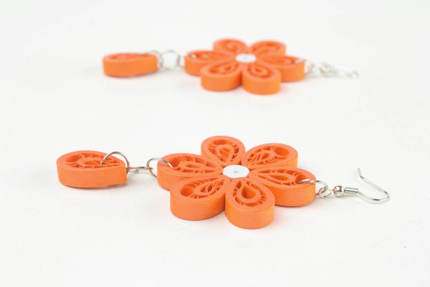 Long earrings-pendants in the shape of a flower photo 3