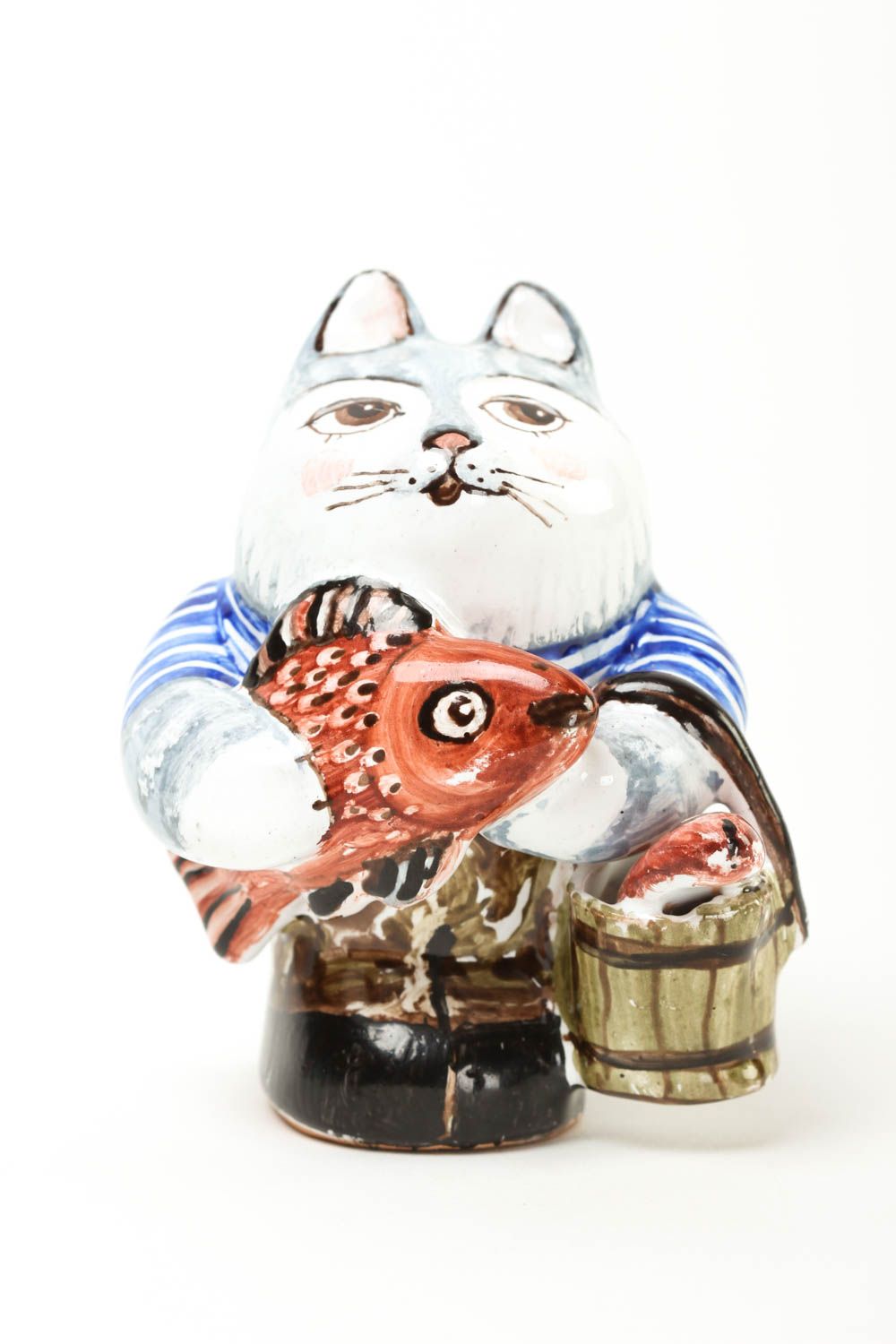 Статуэтка животного ручной работы статуэтка для декора фигурка из глины Кот фото 2