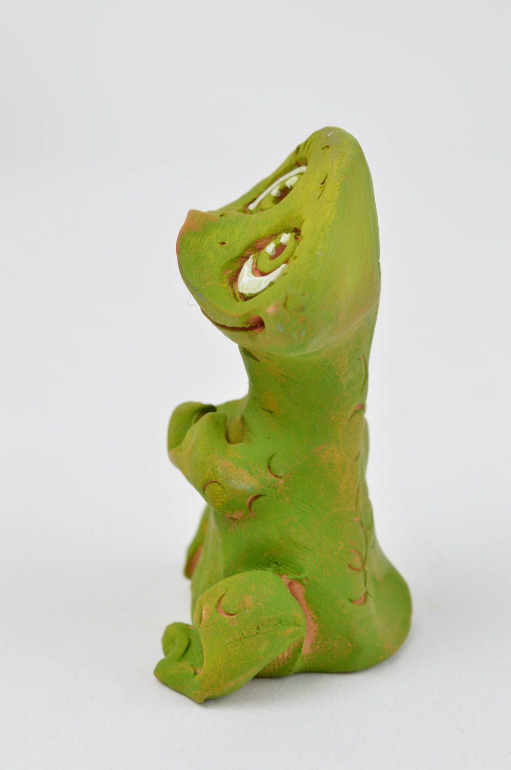 Handmade Dekofigur Frosch schöne Dekoration Tischdeko Idee Figur aus Ton foto 3