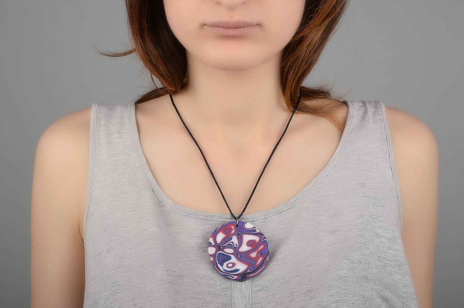 Fashion necklace handcrafted jewelry designer accessories polymer clay gift idea photo 1