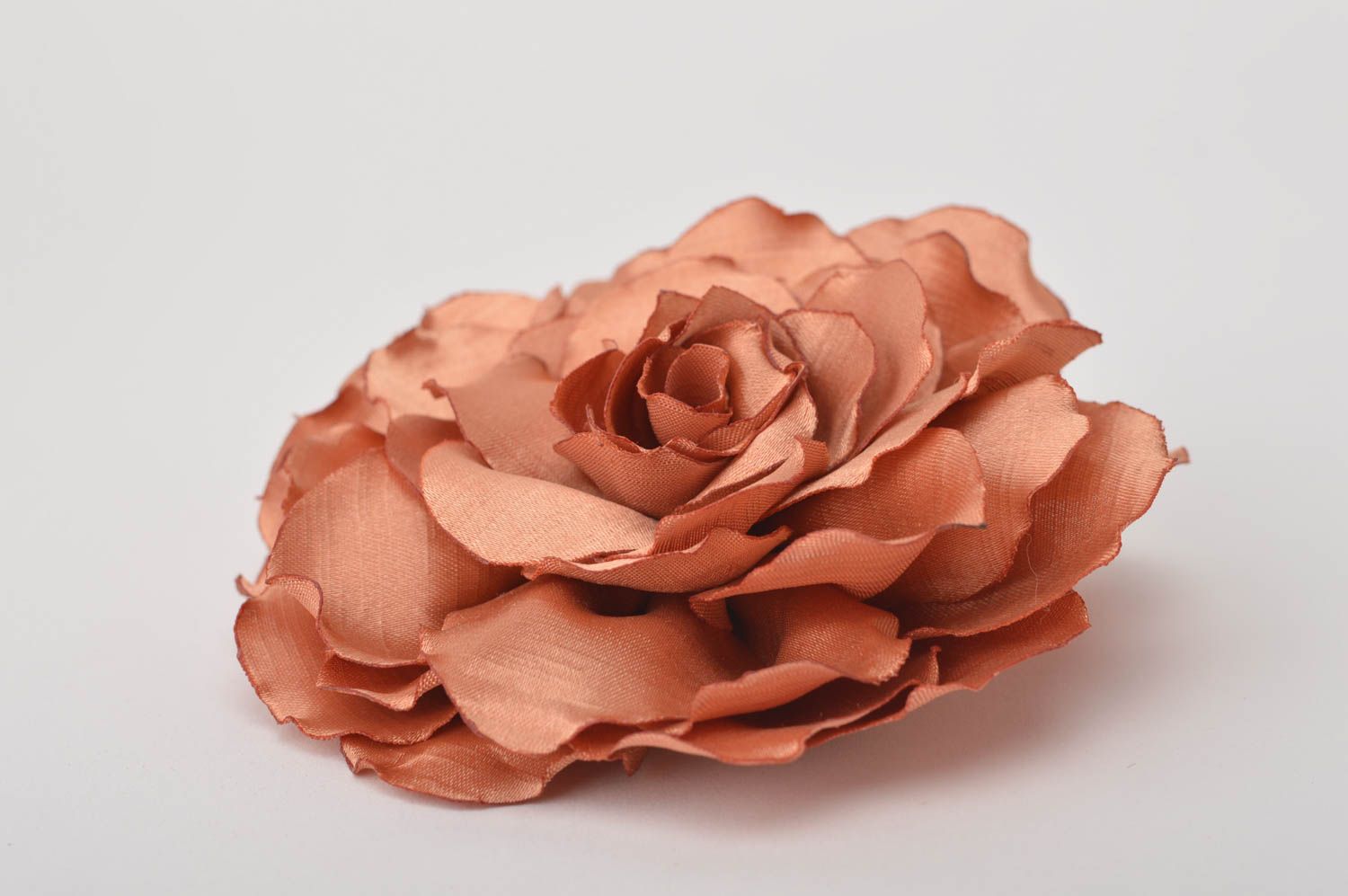 Handmade Schmuck Brosche Haarspange Blume Haar Accessoires kupferrote Rose foto 3