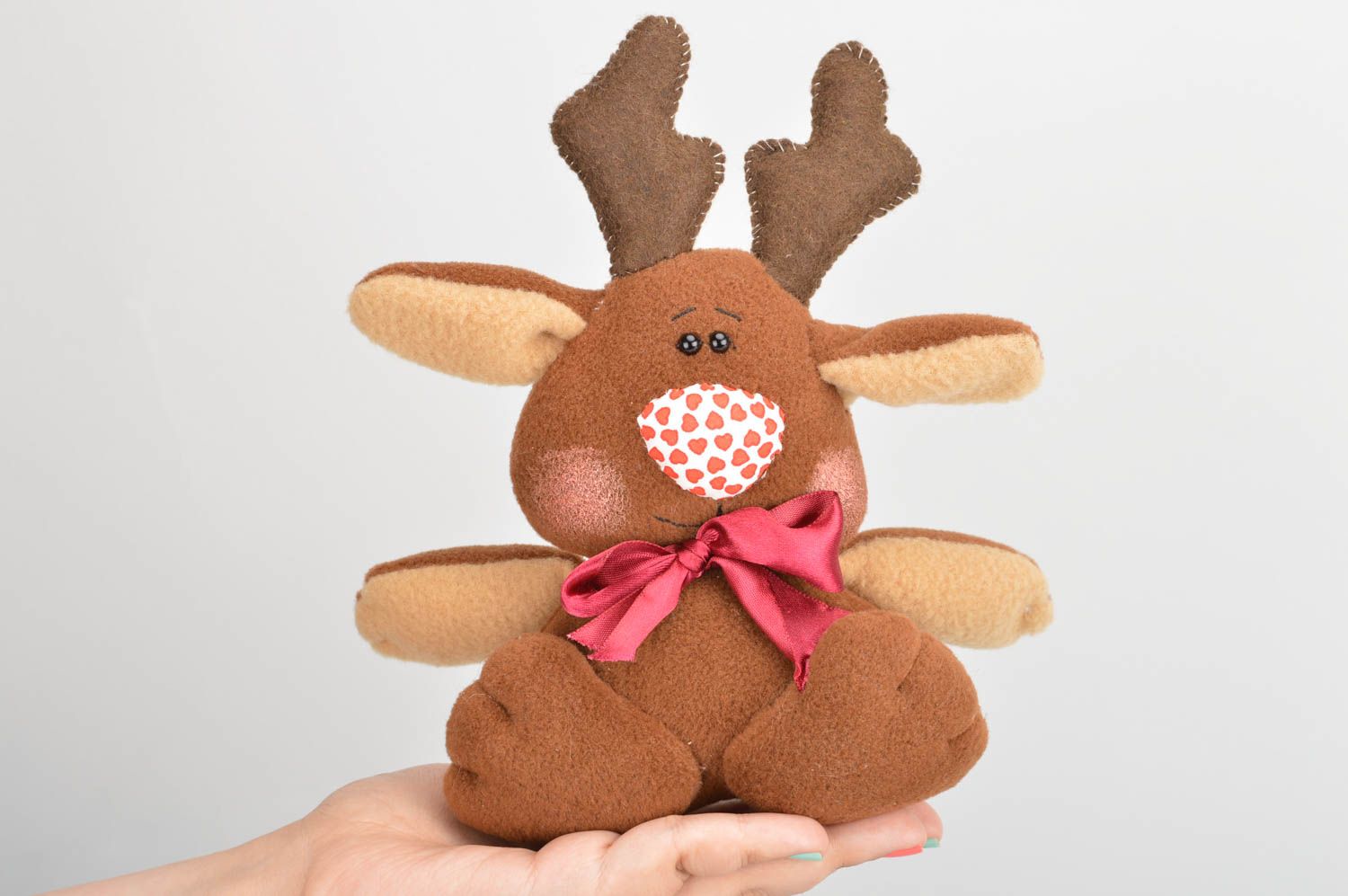 Brown handmade designer stylish unusual soft toy made of fleece for kids photo 3