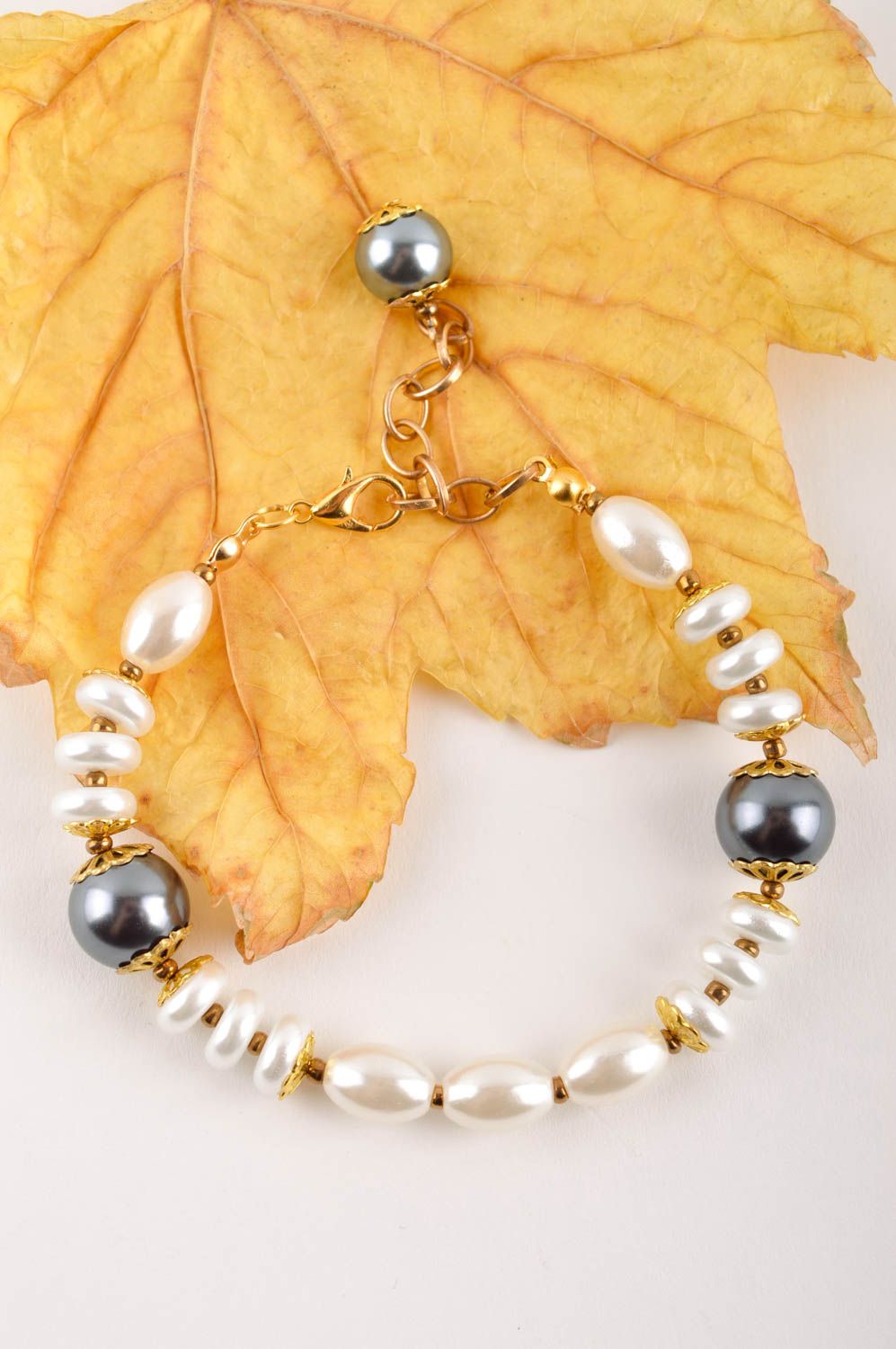 Handmade bracelet on chain evening accessory stylish jewelry present for women photo 1