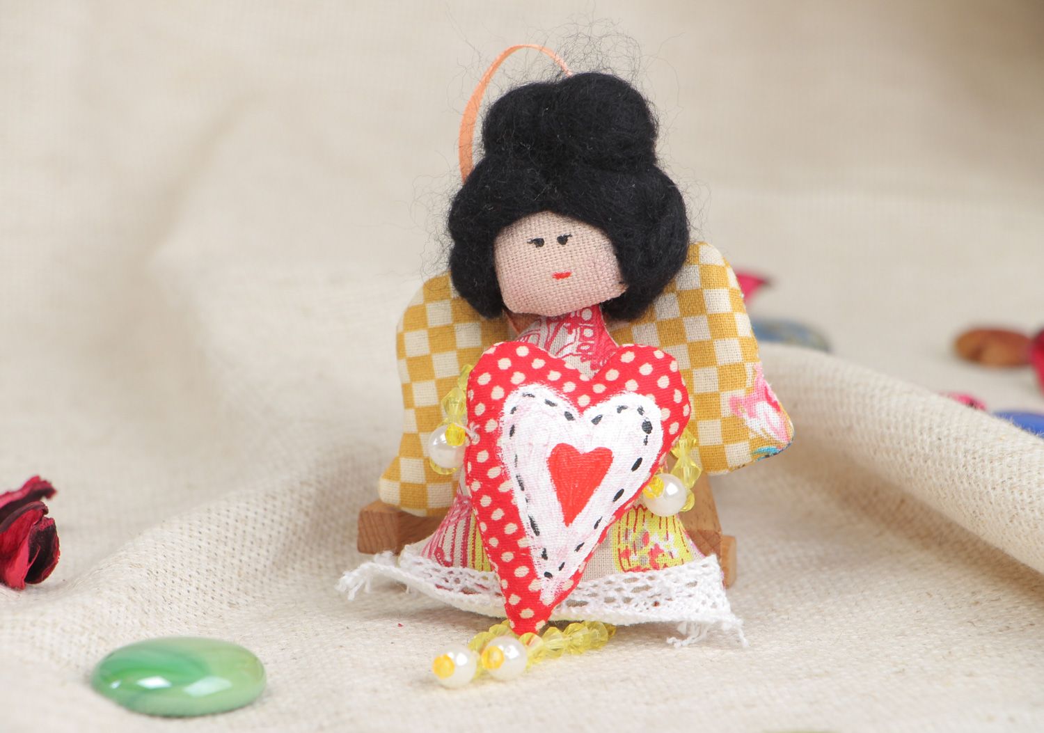 Muñeca de tela artesanal con ojal colgante decorativo juguete infantil original foto 5