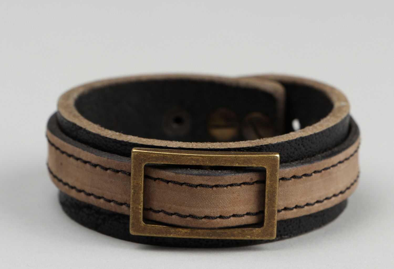 Leather bracelet with metal buckle photo 4