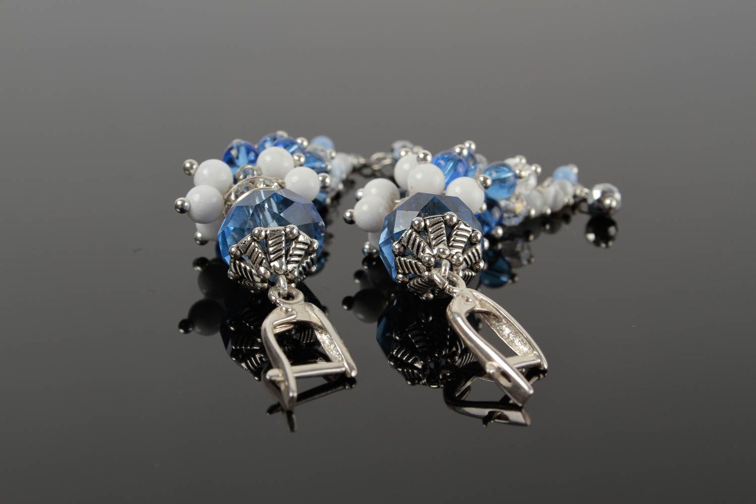 Silberne Ohrringe handgemachter Schmuck Frauen Ohrringe ausgefallener Ohrschmuck foto 3
