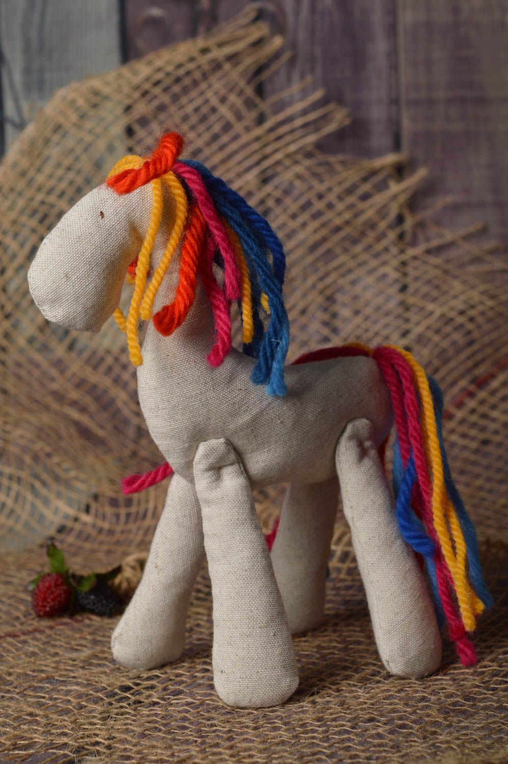 Handmade stuffed toy horse toy soft cute toy for children nursery decor ideas photo 1