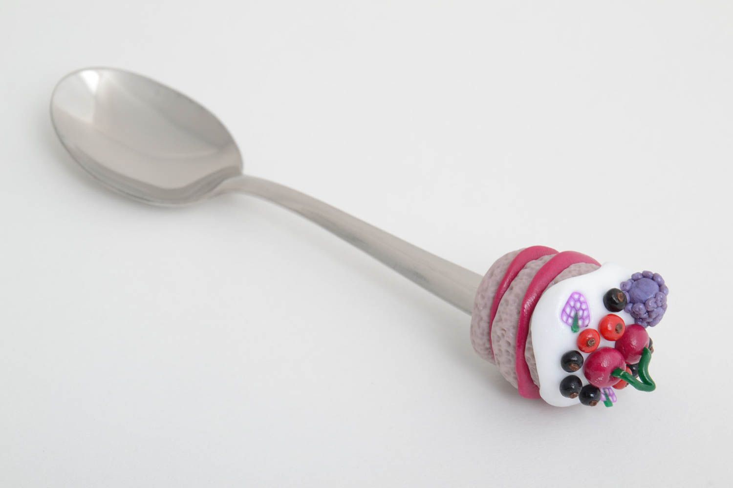 Handmade dessert spoon kitchen cutlery polymer clay gifts for children tea spoon photo 2