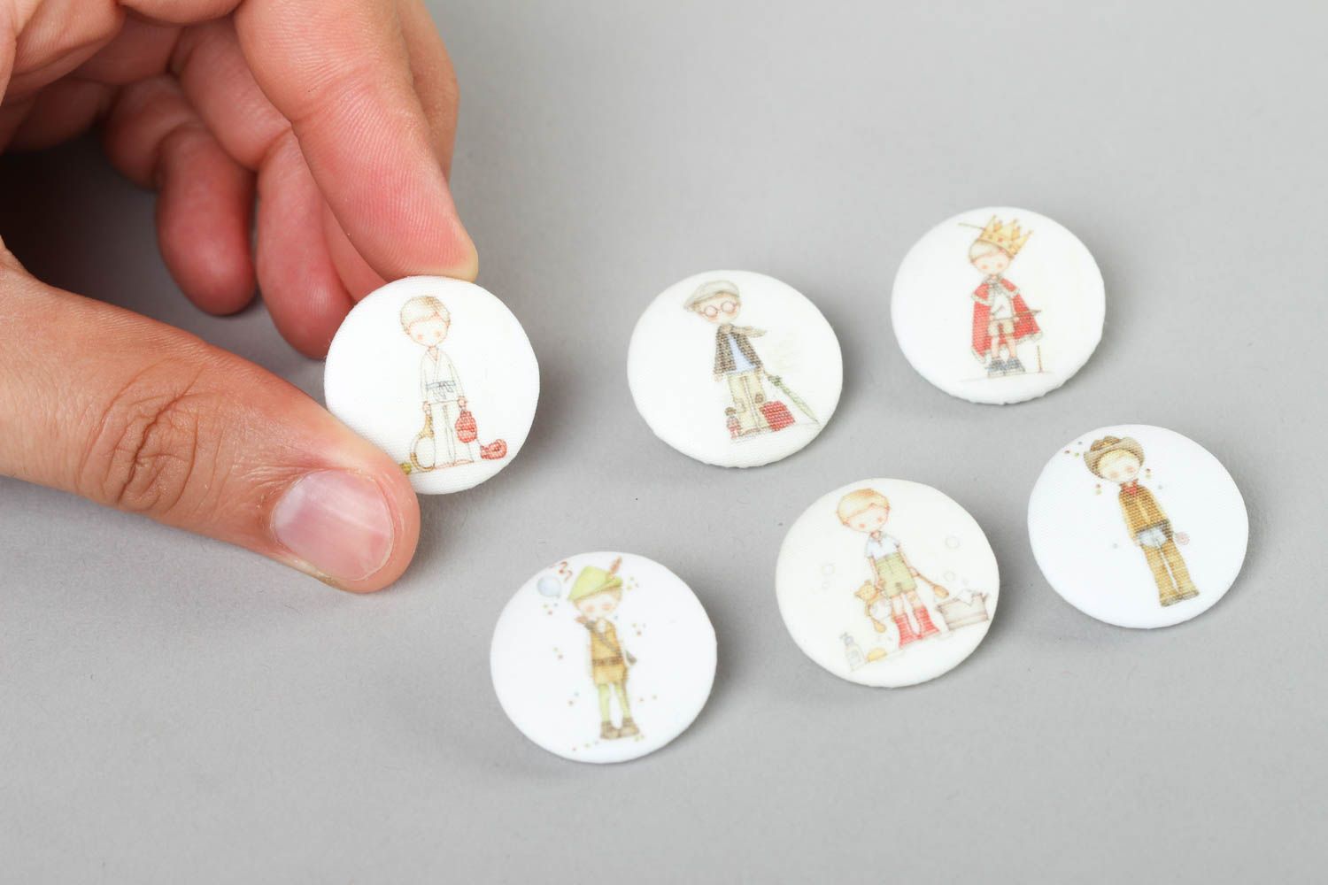 Beautiful handmade fabric button 6 handmade buttons fittings for clothes photo 5