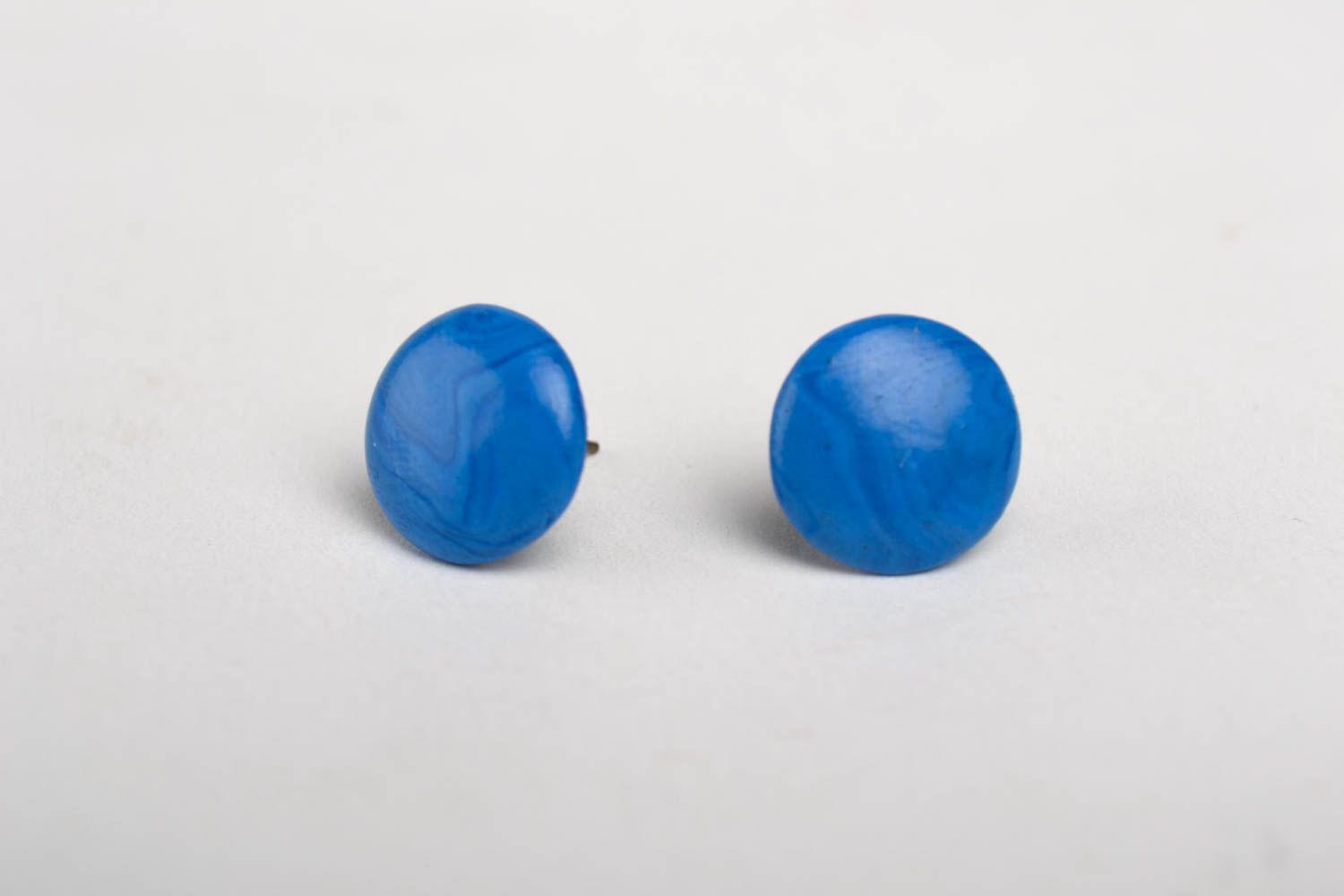 Blaue Damen Ohrringe handmade Ohrringe Stecker origineller Polymer Schmuck  foto 2