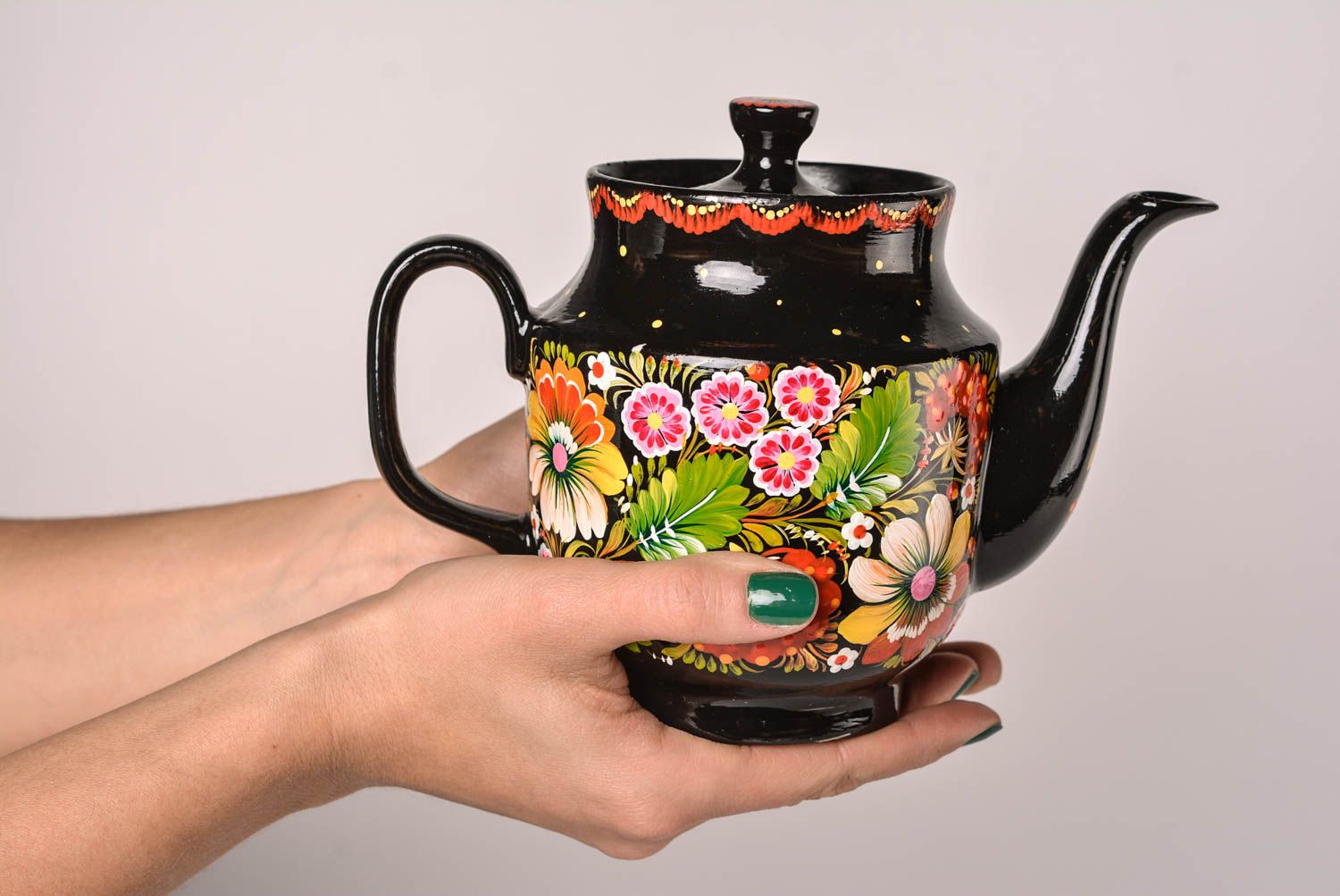 Handmade designer ceramic teapot ware in ethnic style painted cute teapot photo 2