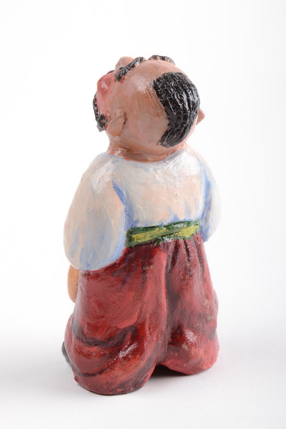Künstlerische Keramik Deko Statuette aus Ton handgeschaffen schön grell Kosak foto 4