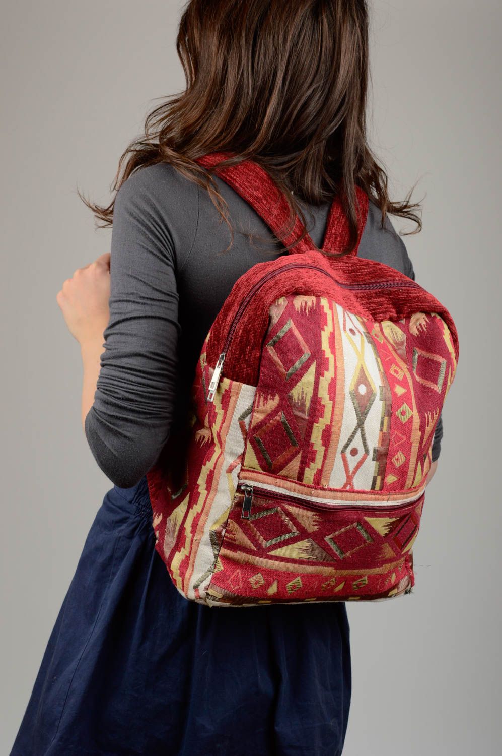 Handmade backpack fabric bag unusual backpack designer bag for girls gift ideas photo 2