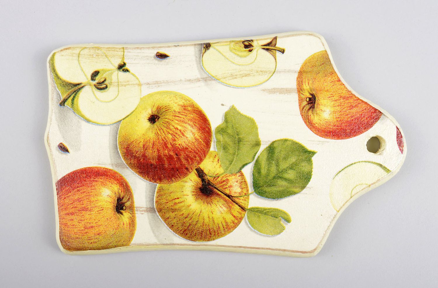 Handmade Deko Küchenbrett aus Holz Küche Dekoration Geschenk Idee mit Äpfeln foto 4
