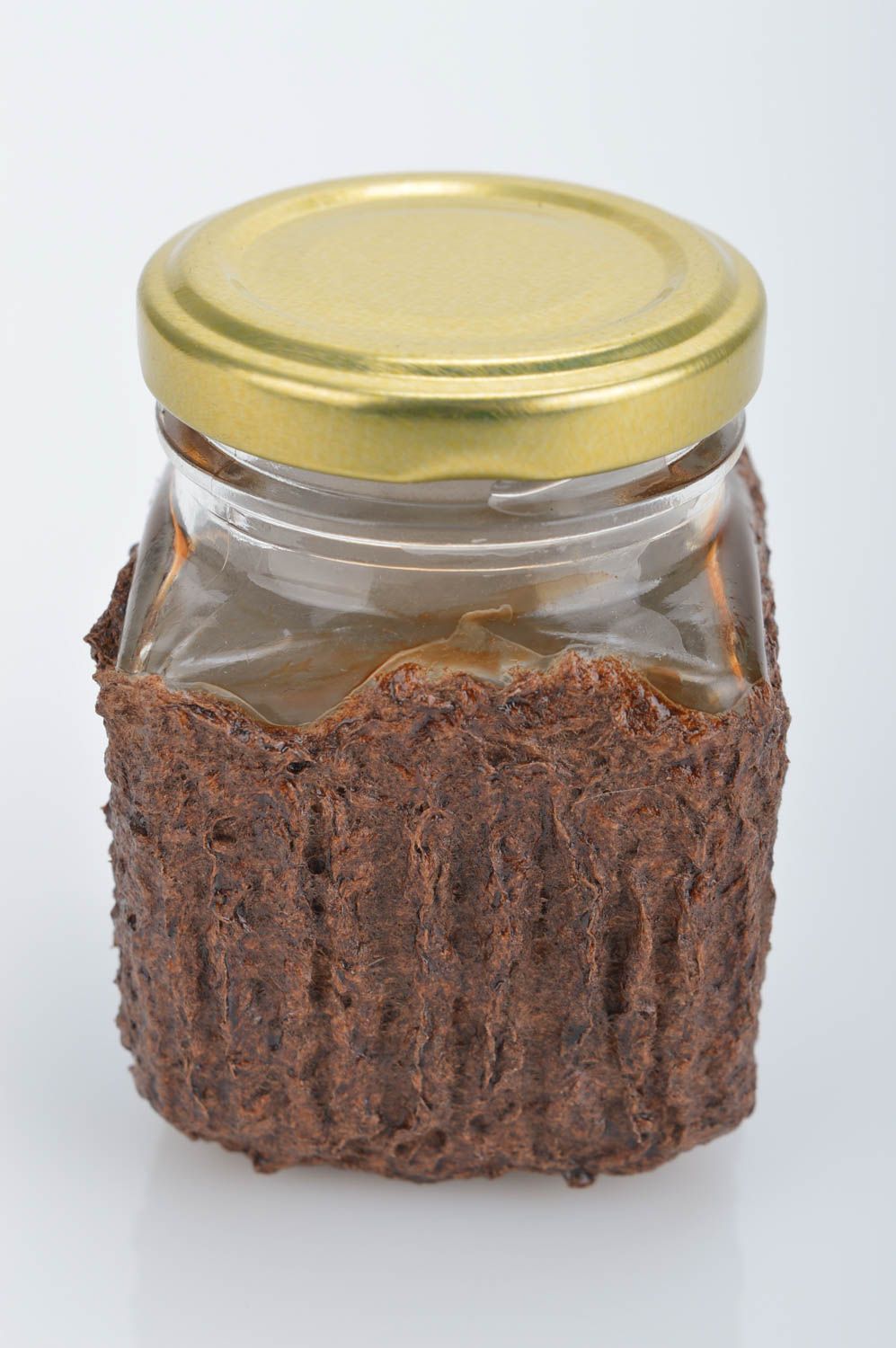 3 oz glass square jar with lid covered with the layer of cellulose 0,3 lb photo 2