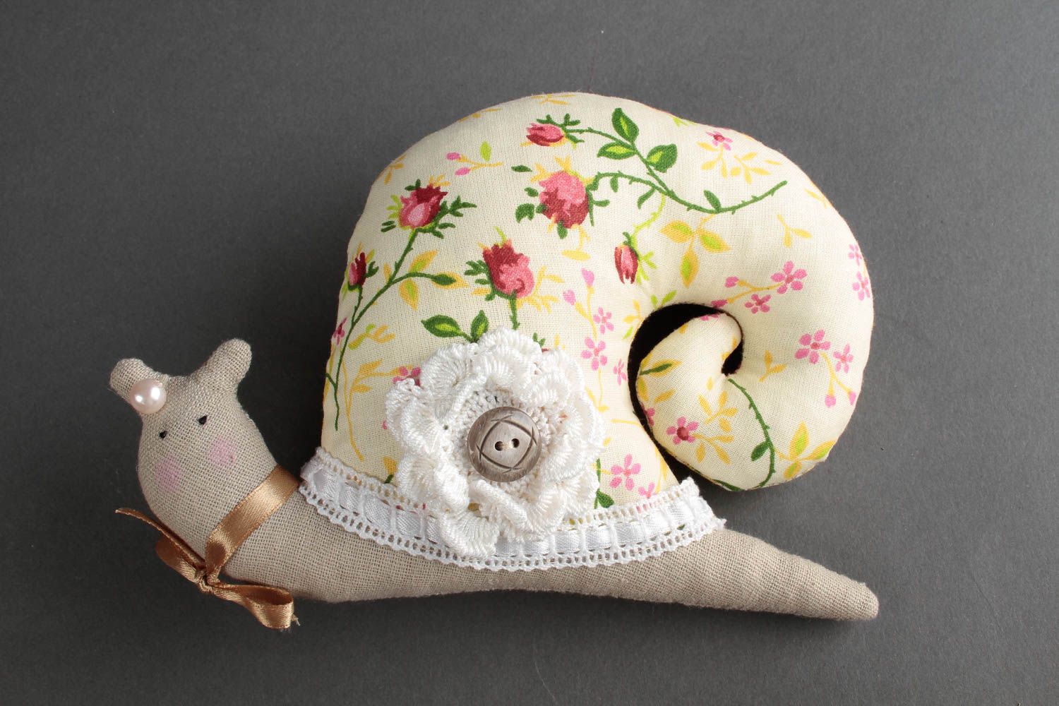 Schnecke Kuscheltier originelles Geschenk handgemachtes Kuscheltier schön foto 3