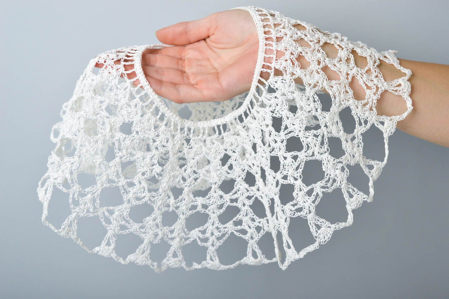 Col blanc fait main Col amovible tricot Accessoires femme ajouré design unique photo 5