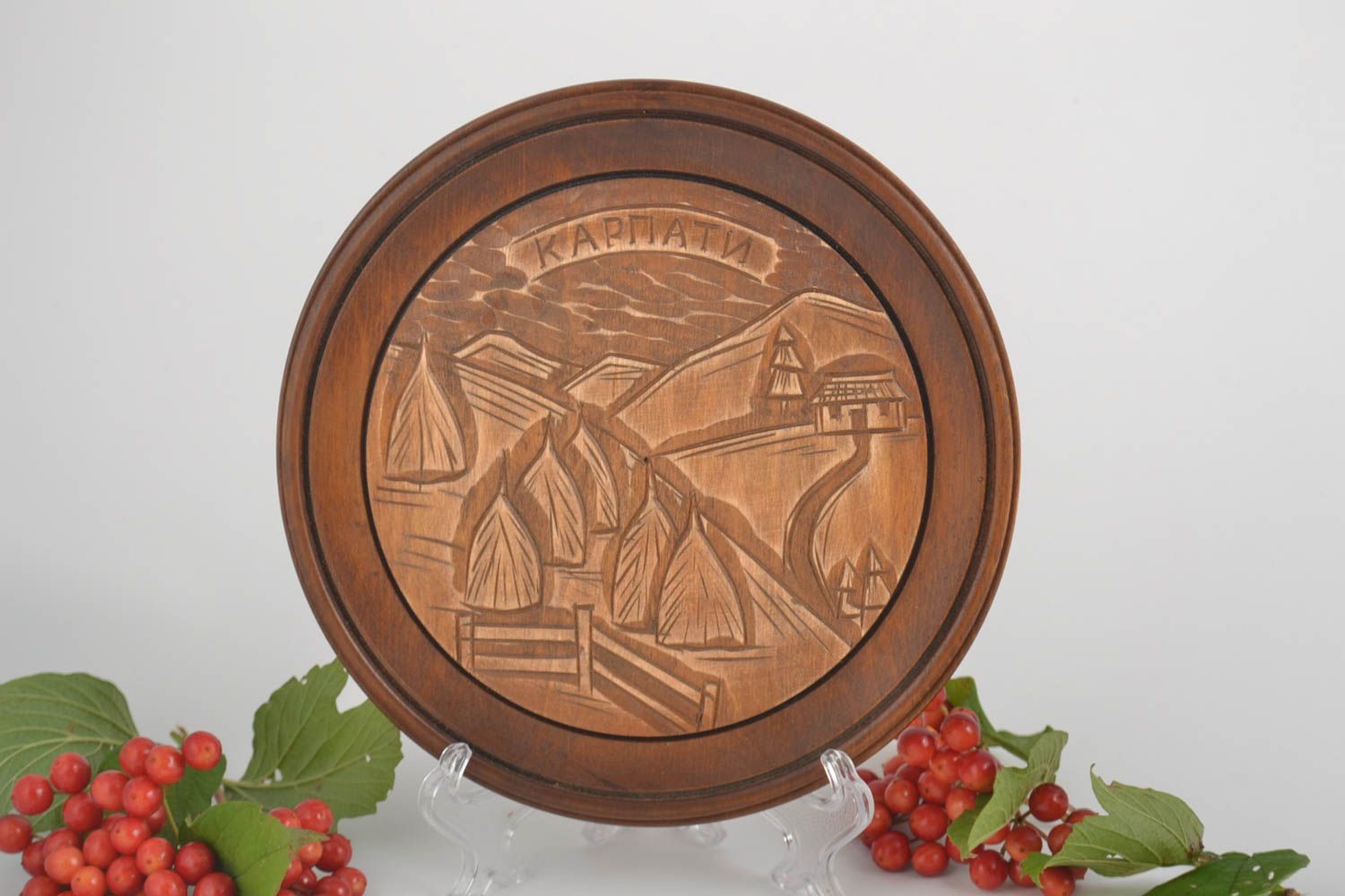 Wooden plate handmade decorative plate wood decoration housewarming gift ideas photo 1