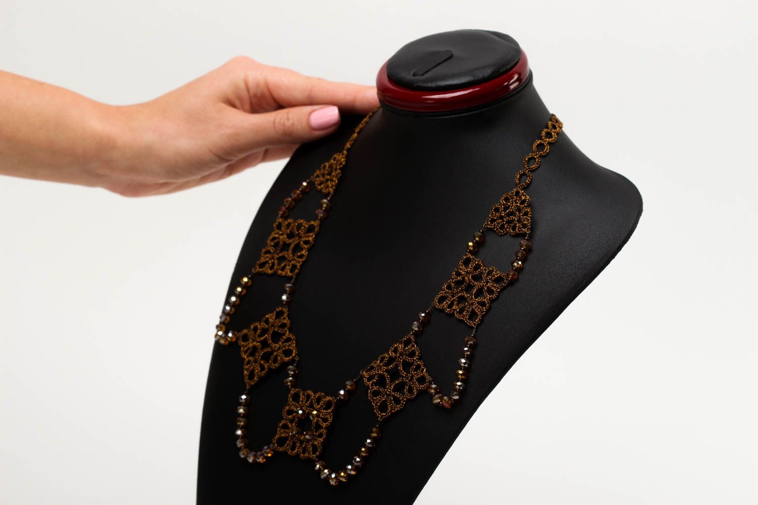 Unusual handmade textile necklace artisan jewelry designs neck accessories photo 2