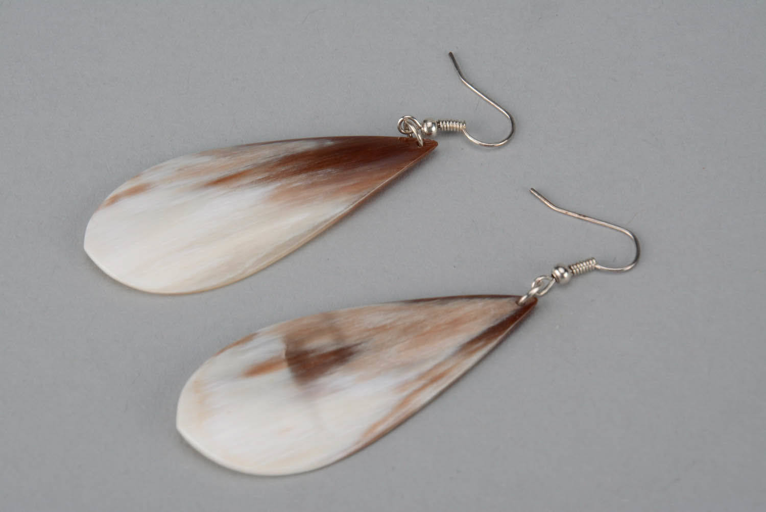 Earrings made ​​of cow horns Petals photo 1
