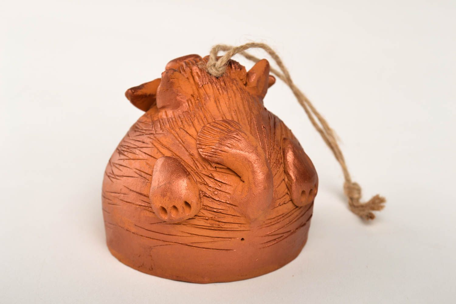 Campanella decorativa fatta a mano in ceramica gatto souvenir in terracotta  foto 4