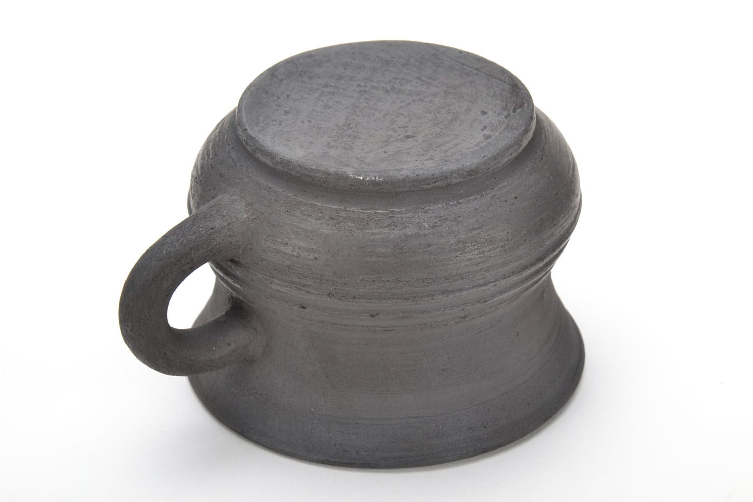 Espresso coffee black natural lead-free clay cup with handle in ancient style 0,26 lb photo 4