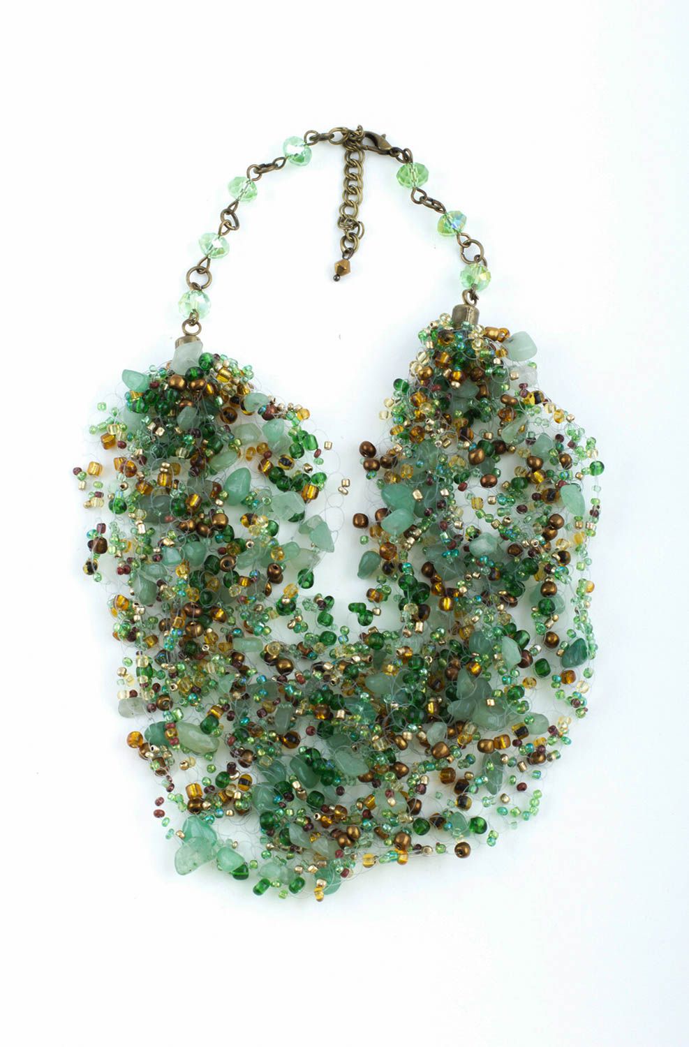 Collier en pierres naturelles Bijou fait main vert original Cadeau pour femme photo 3