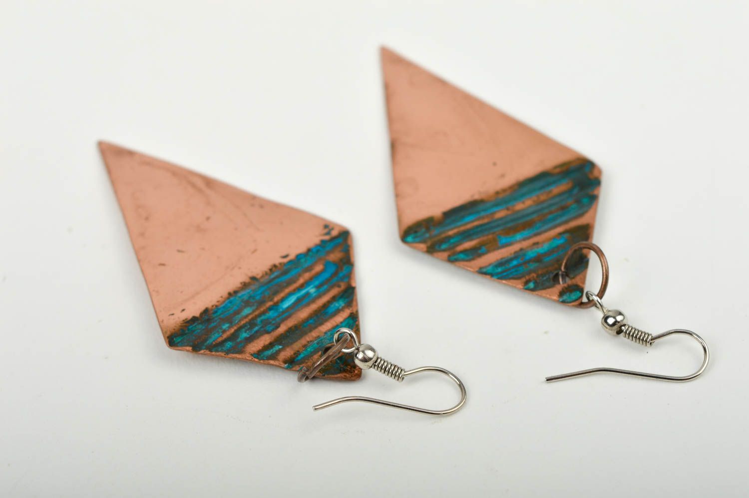Handmade beautiful earrings copper earrings with charms designer accessory photo 4