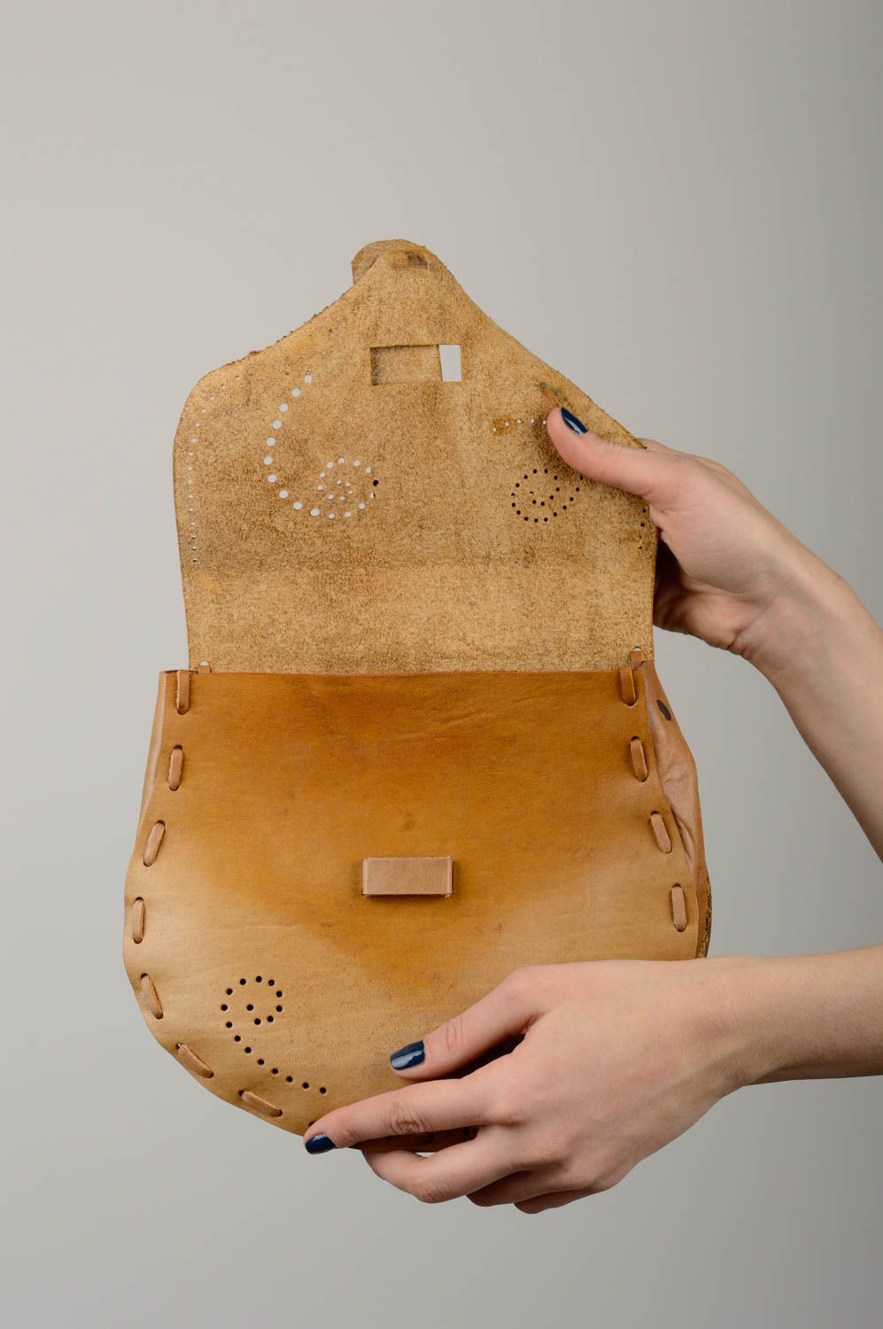Сумка ручной работы сумка через плечо коричневая сумка из кожи в стиле кэжуал фото 2