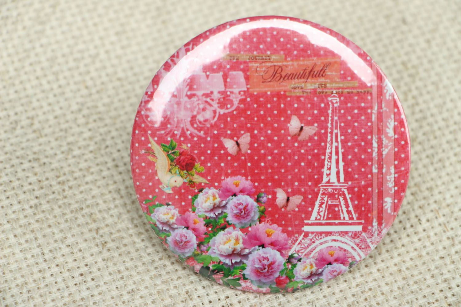 Espejo de bolsillo con la imagen de la Torre Eiffel foto 1