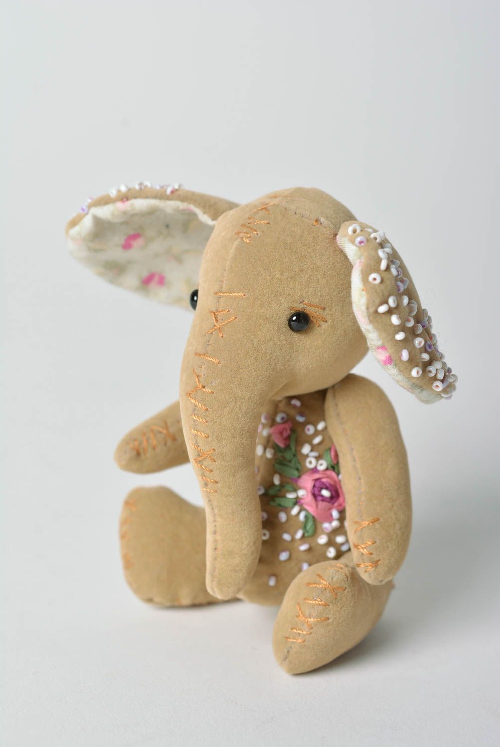 Elefante de peluche hecho a mano juguete de tela regalo original para niña  foto 3