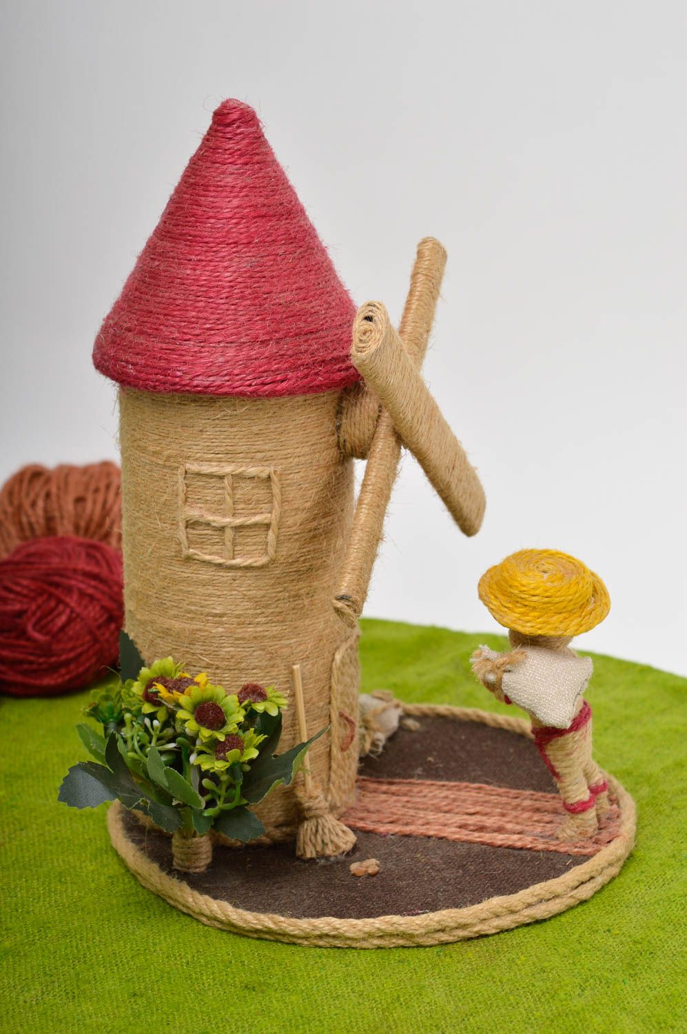 Miniatur Figur Handmade Deko bunt schön Deko Ideen Haus Designer Geschenk Mühle  foto 1