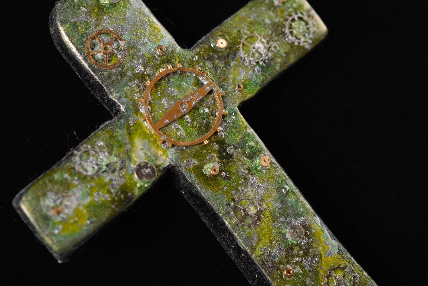 Pendentif croix Bijou fait main en argile polymère Accessoire femme original photo 3