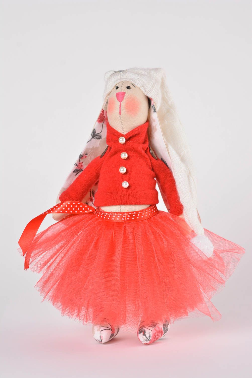 Игрушка заяц ручной работы стильный подарок ребенку авторская игрушка из ткани фото 1
