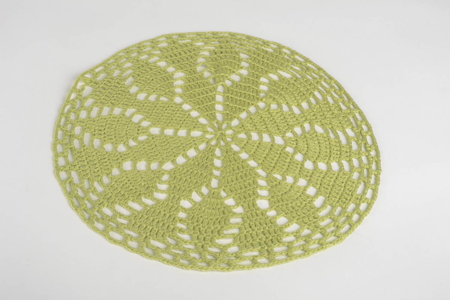 Servilleta tejida a crochet artesanal verde elemento decorativo diseño de casa foto 4