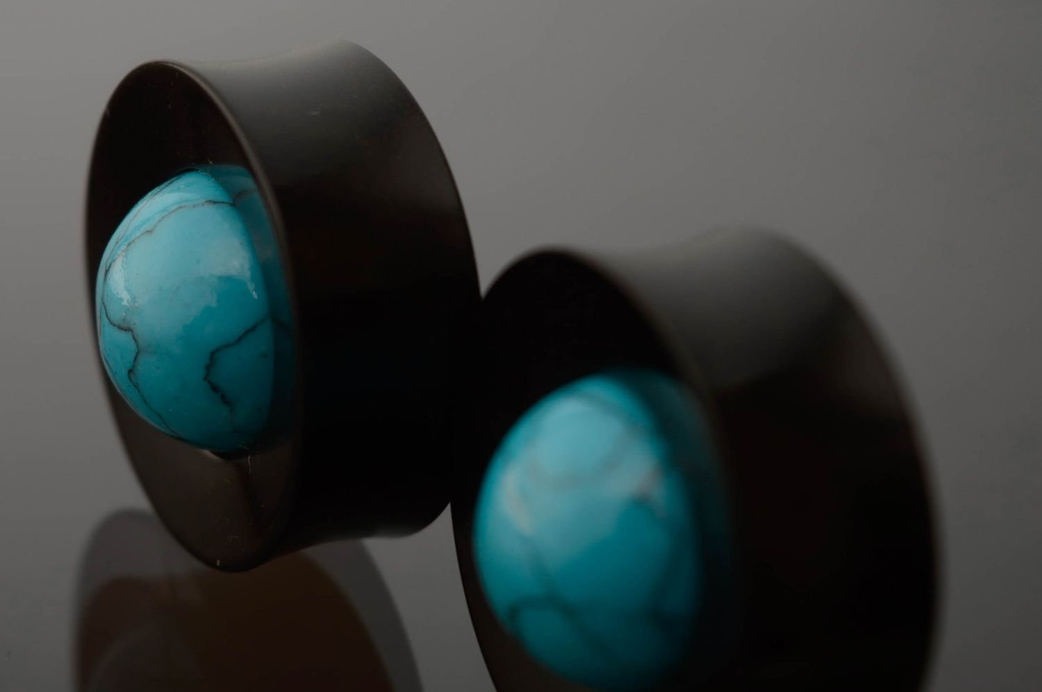 Hard rubber ear plugs with turquoise  photo 4