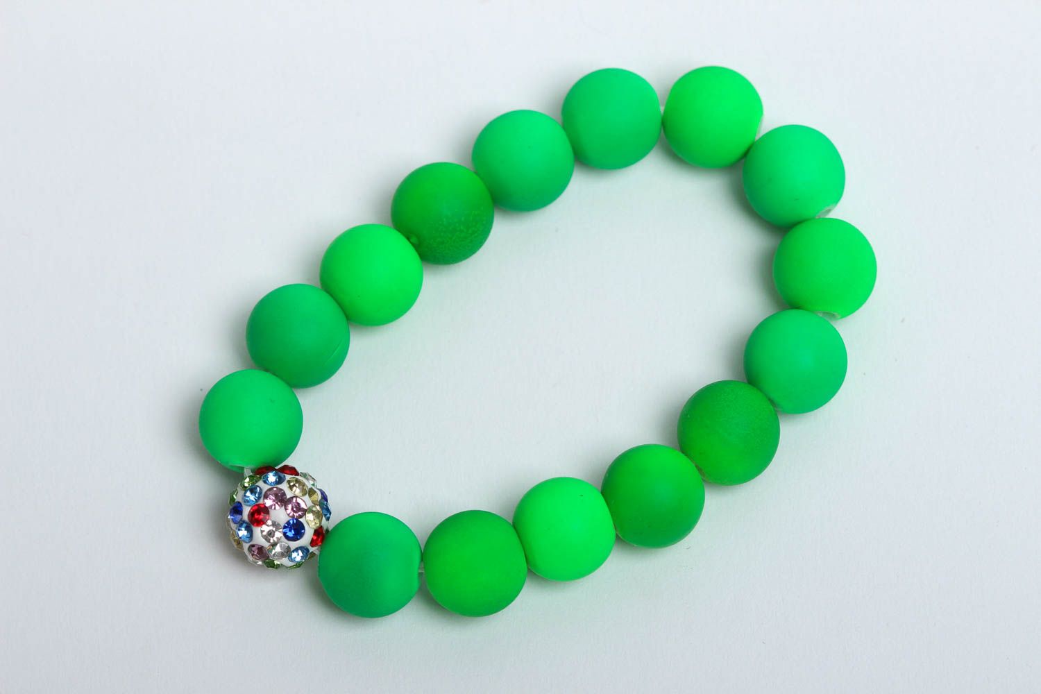 Браслет ручной работы браслет из бусин зеленый стильный браслет красивый фото 2