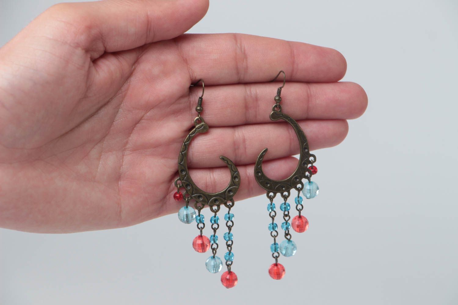Handmade unusual cute earrings beaded designer earrings stylish accessory photo 5