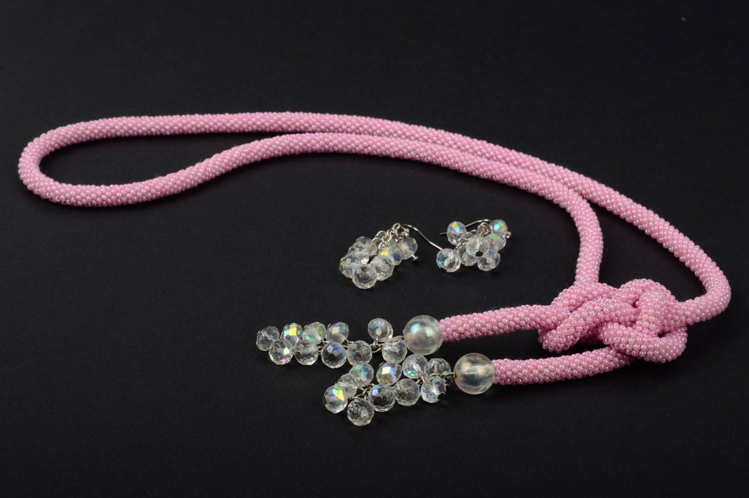 Elegant set of accessories designer beaded jewelry set unusual stylish jewelry photo 2