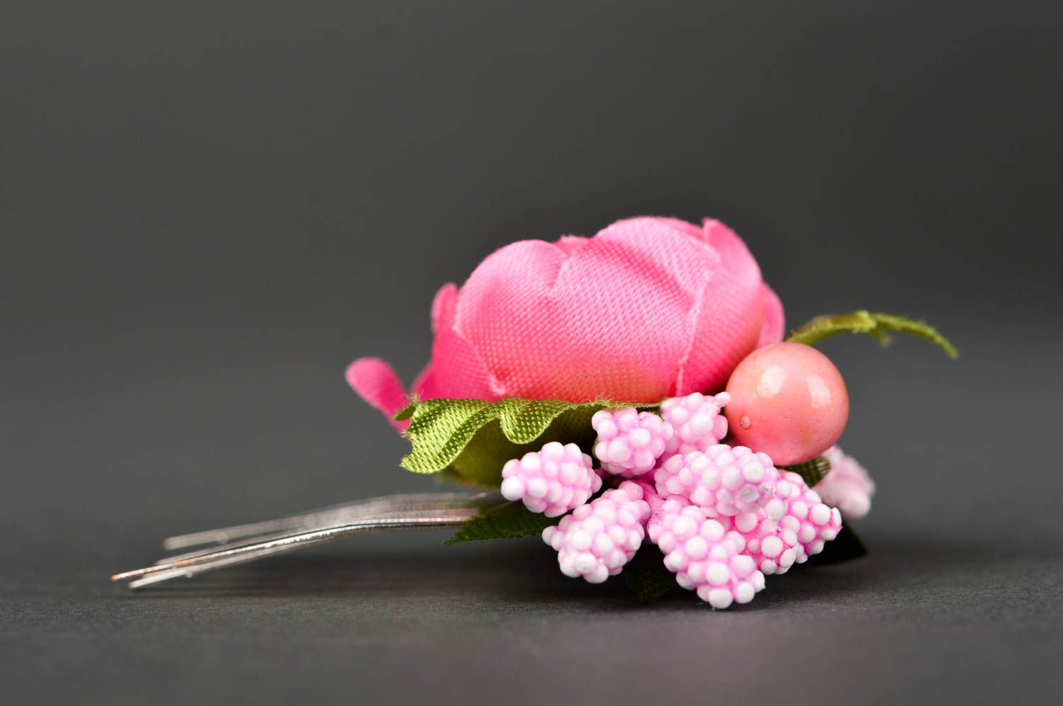 Peigne cheveux fait main Accessoire cheveux avec fleurs roses Cadeau femme photo 3