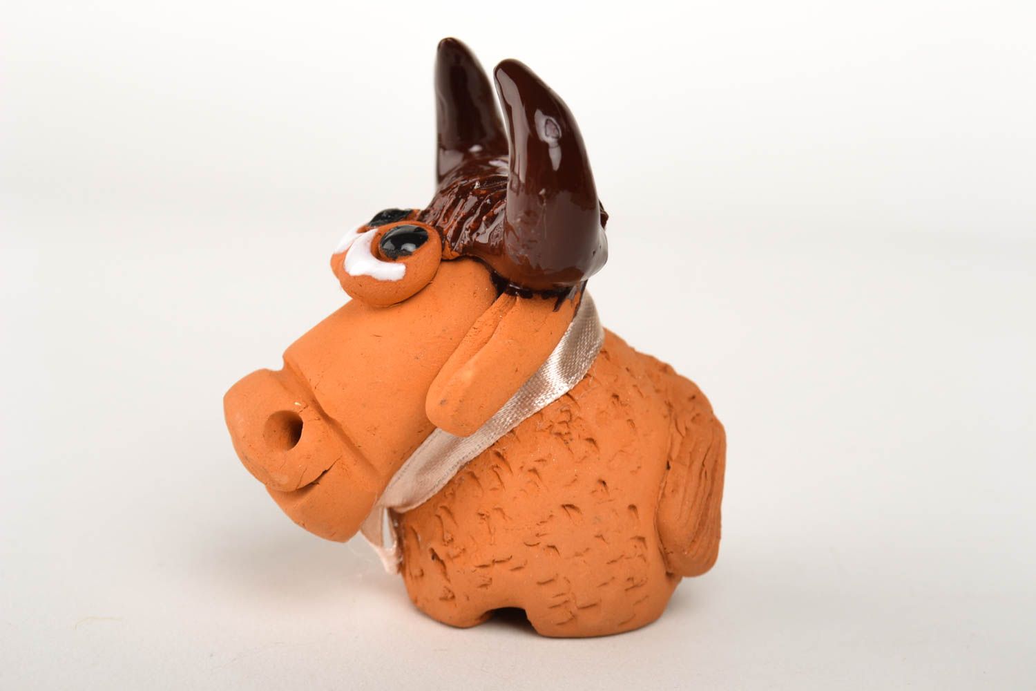 Handmade Deko Keramik Tier Geschenk Idee kleine Dekofigur Kuh aus Ton  foto 4