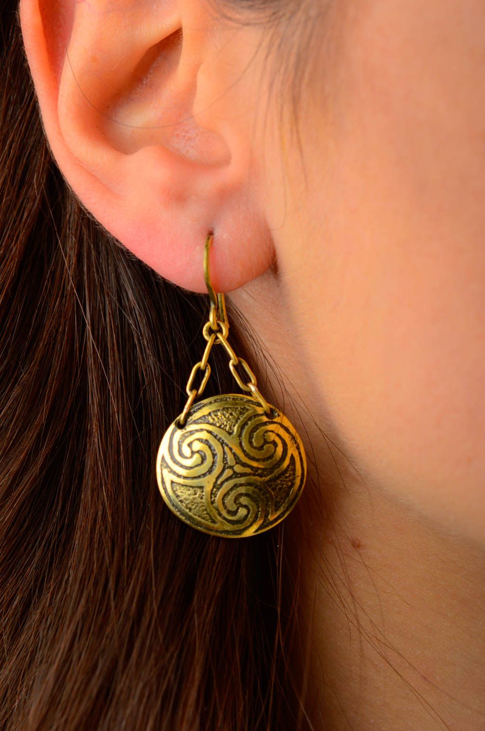 Long handmade metal earrings brass earrings costume jewelry designs gift ideas photo 2