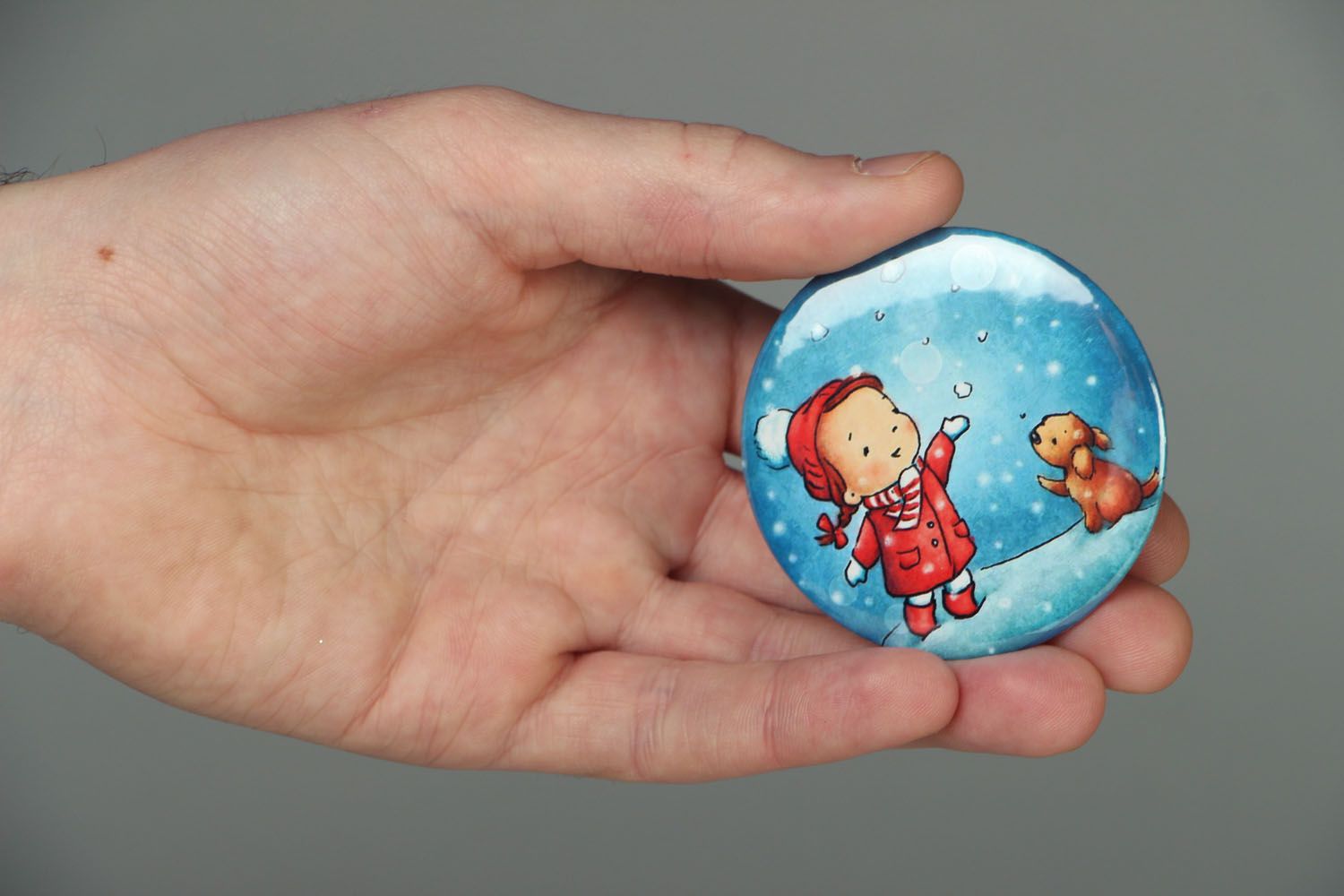 Pocket mirror with winter landscape photo 4