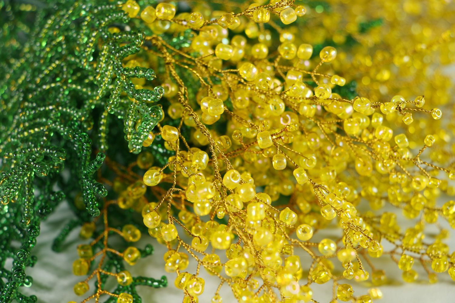 Flowers made from beads Mimosa photo 8