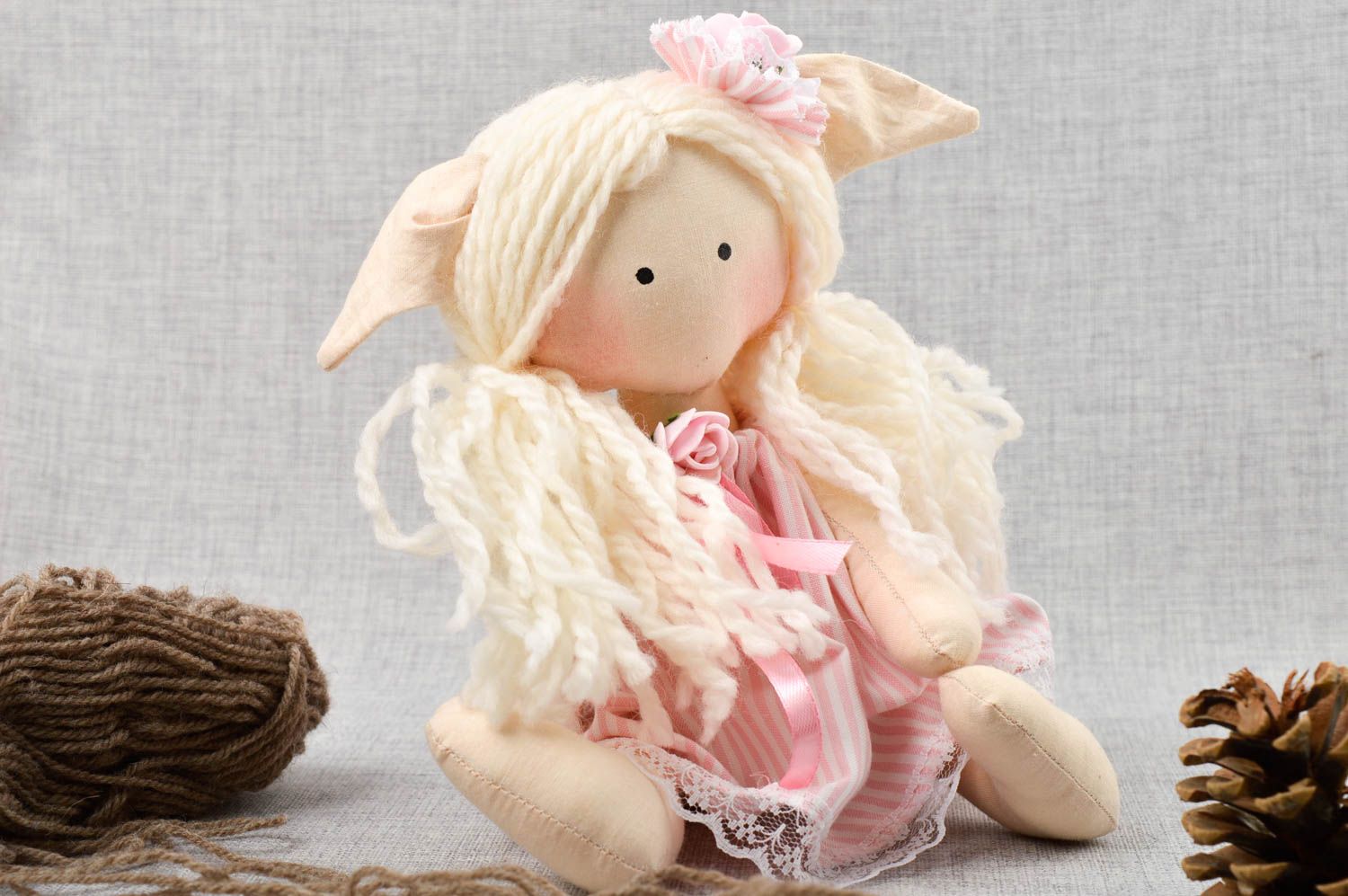 Кукла ручной работы кукла из ткани розовая мягкая кукла авторского дизайна фото 1