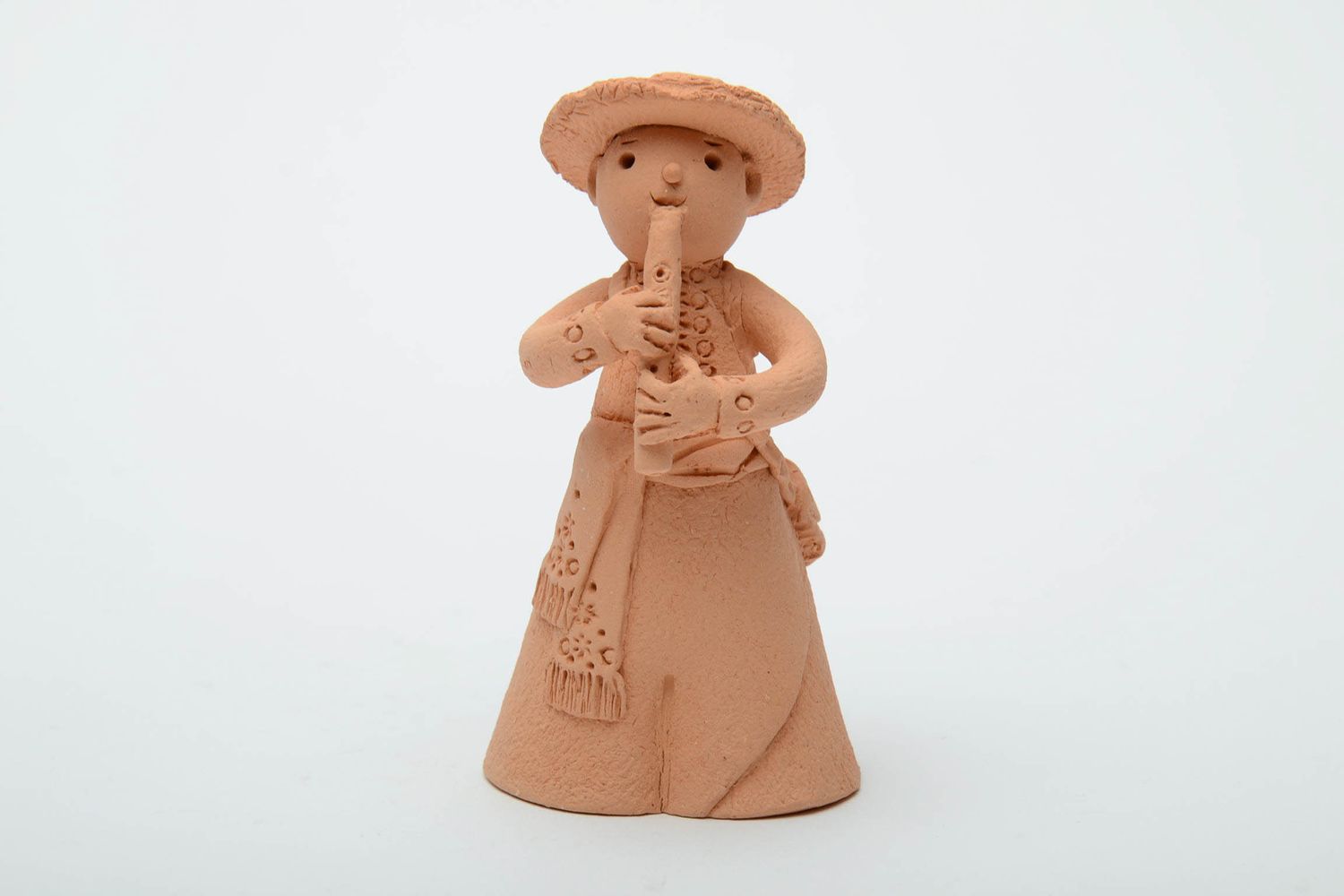 Statuetta musicista in argilla fatta a mano figurina decorativa in ceramica 
 foto 2