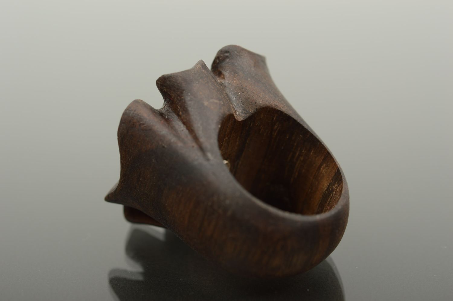 Кольцо из дерева украшение ручной работы с металлом изделие из дерева женское фото 2