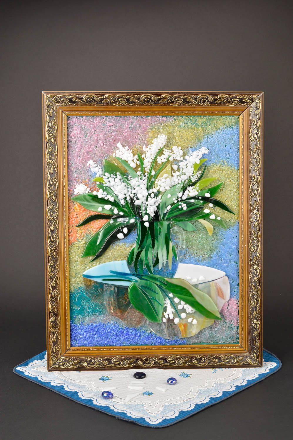 Panel decorativo hecho a mano con flores adorno de pared decoración de interior foto 1