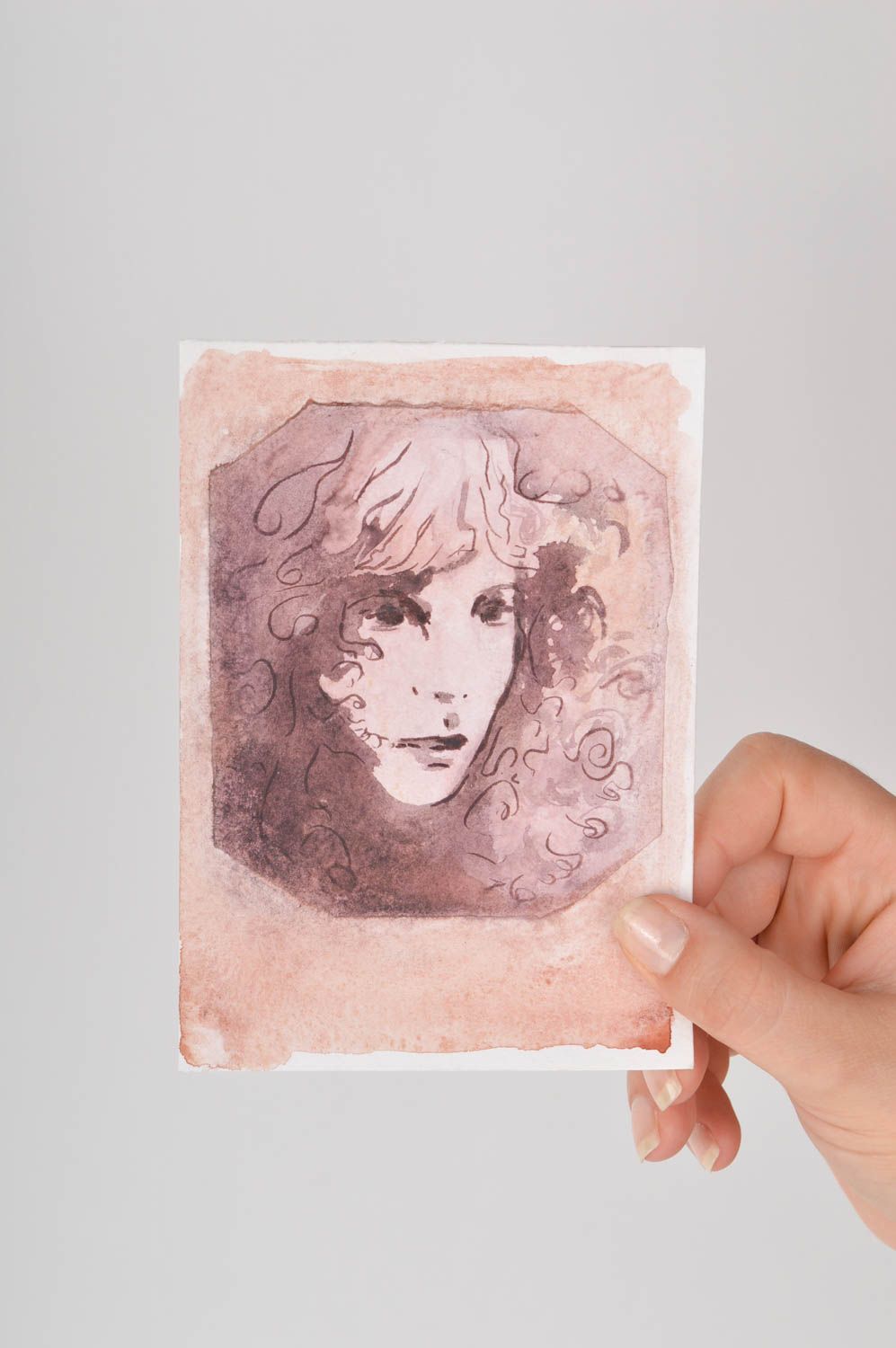 Tarjeta personalizada con un retrato regalo original postal hecha a mano foto 5